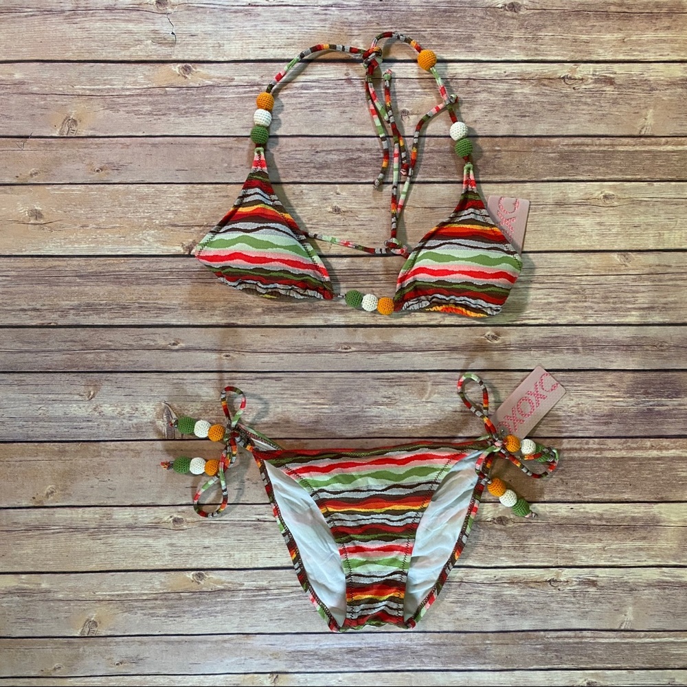 XOXO multi colored Crochet Bikini size Medium